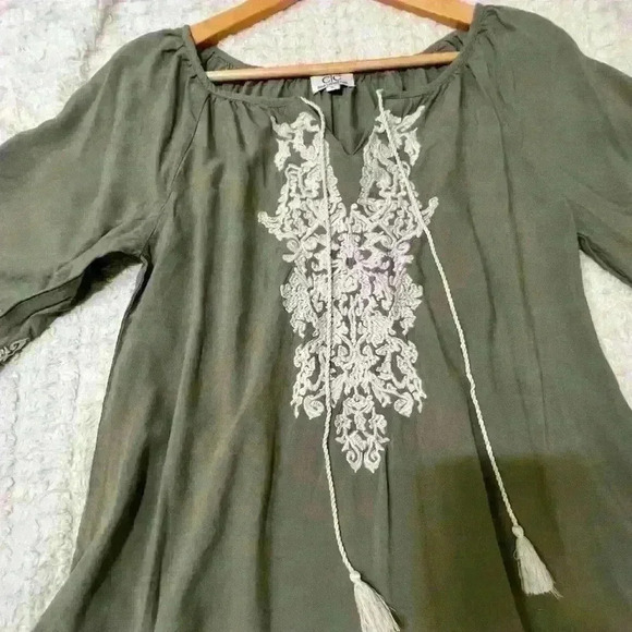 C/C Chic Collection Boho Peasant Hippie Tunic Dress Sz S Embroidered Cottagecore - Picture 3 of 12